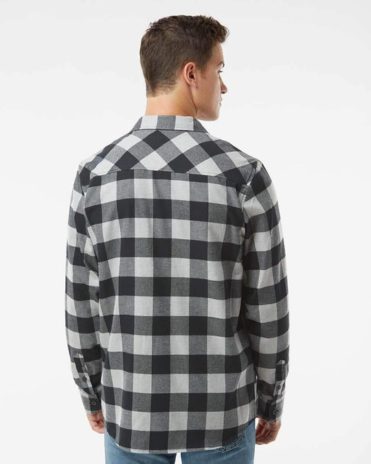 Men's Grey and Black Long Sleeve Flannel