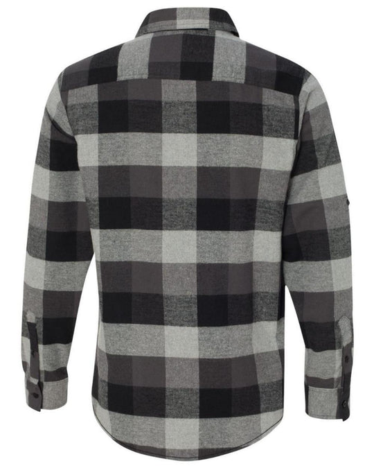 Men's Grey and Black Long Sleeve Flannel