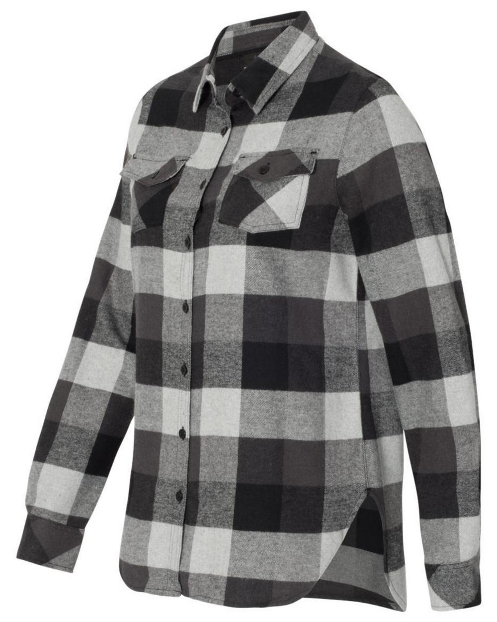 Women's Grey and Black Long Sleeve Flannel