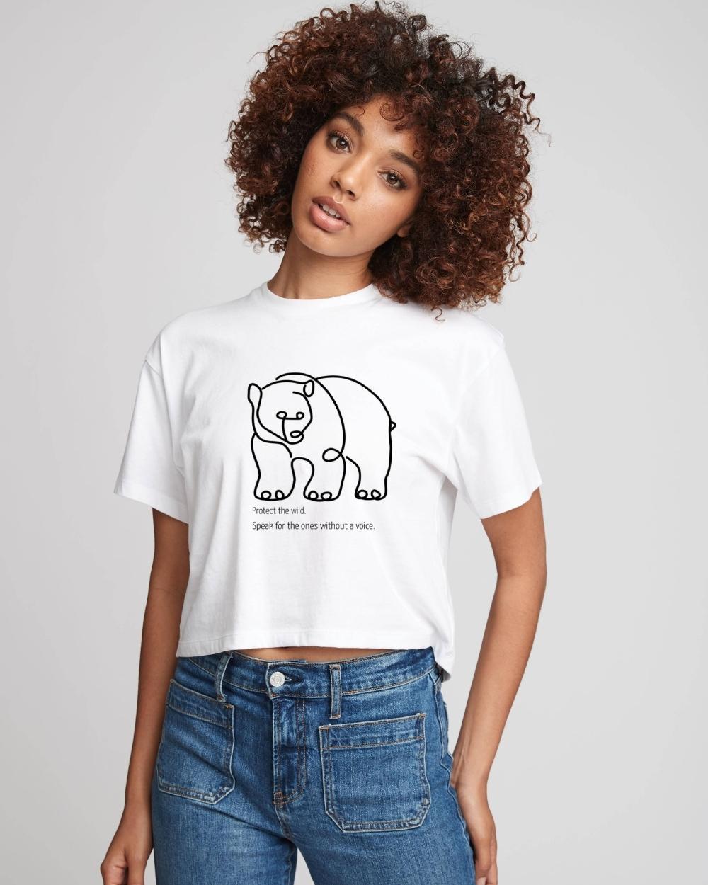 Women's Wild Bear Organic Cotton Crop Tee