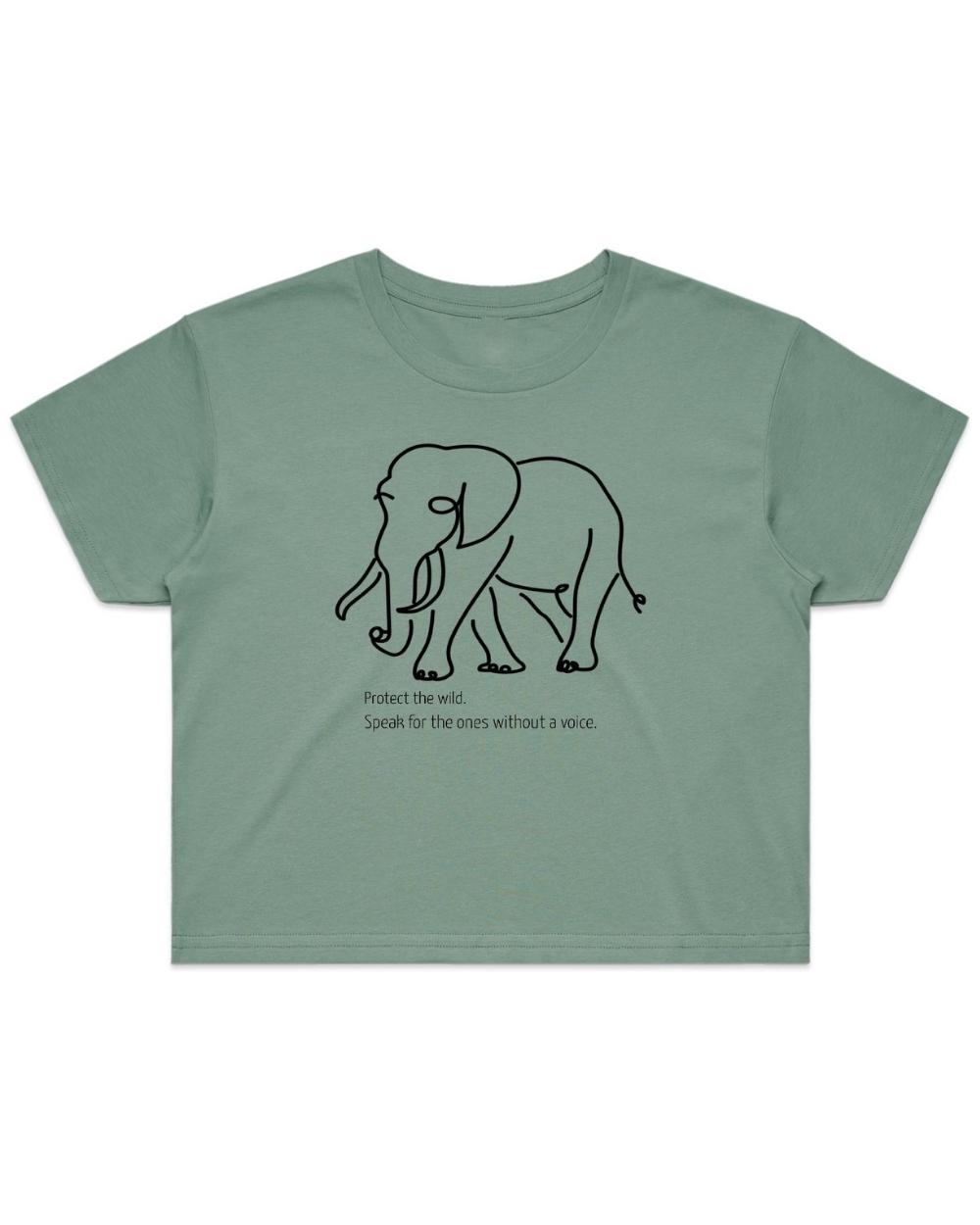 Women's Wild Elephant Organic Cotton Crop Tee